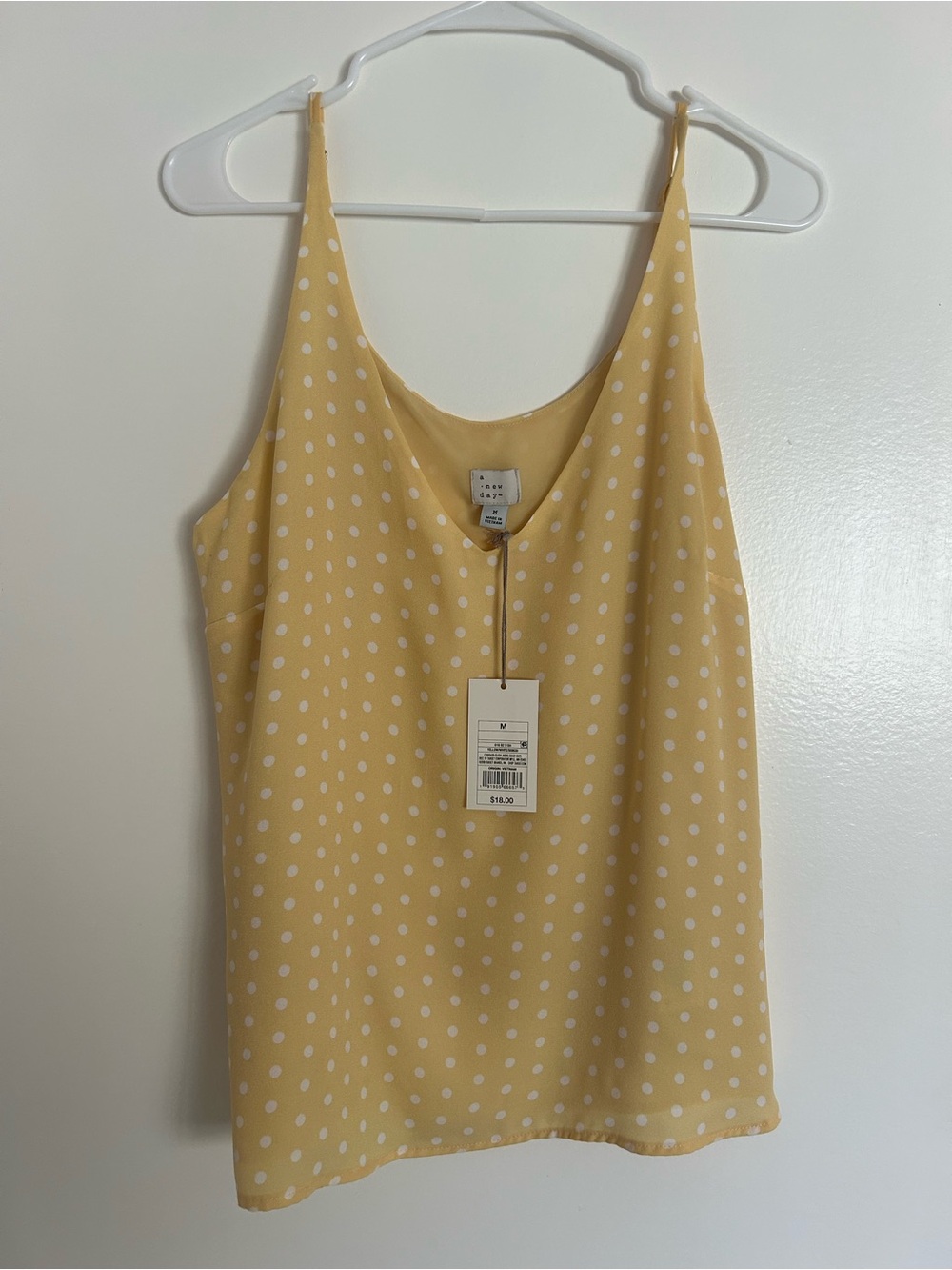 a new day Yellow Polka Dot Sleeveless Tank Top
